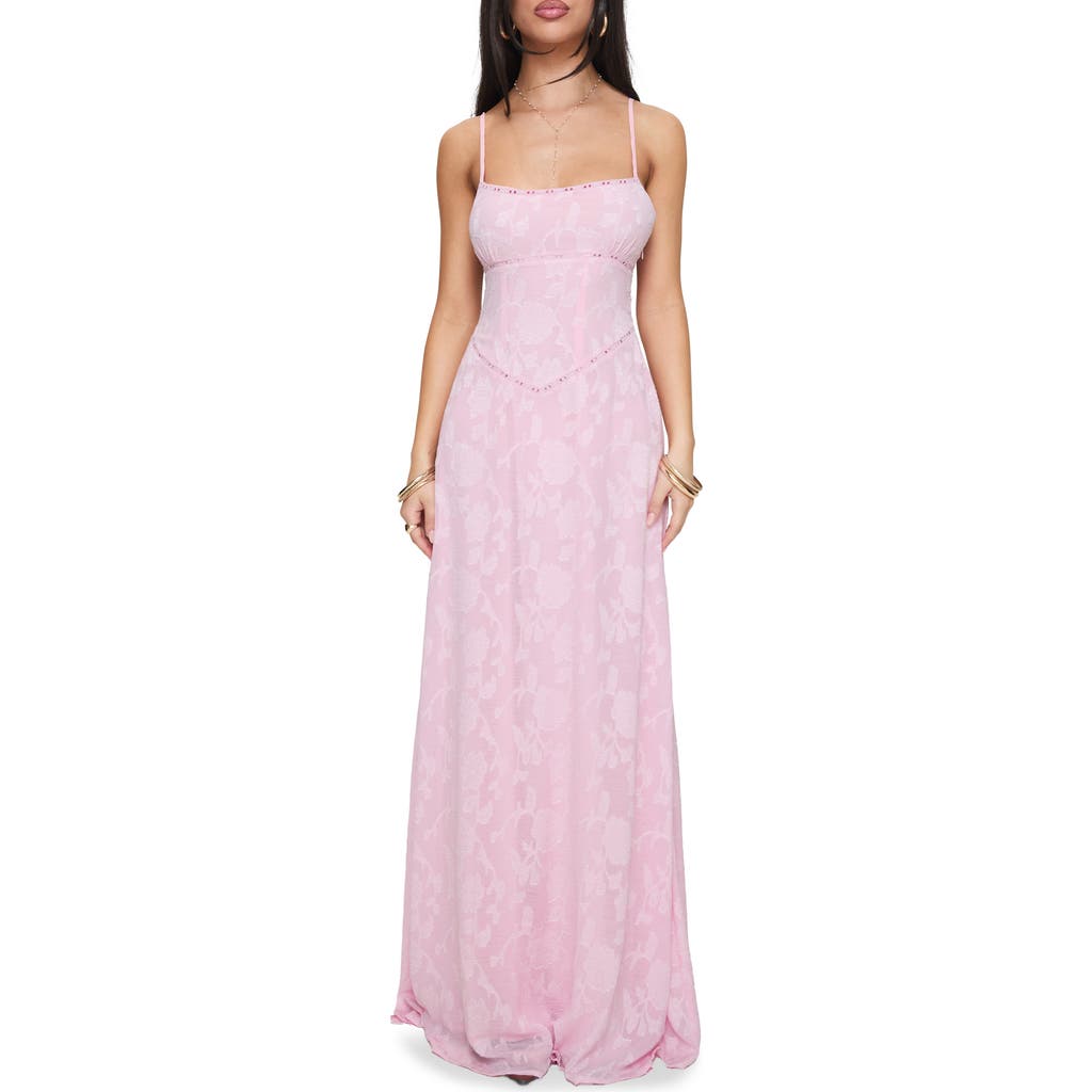Princess Polly South Of France Floral Embroidered Sleeveless Gown In Pink