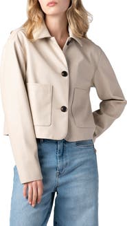 BLANKNYC Faux Leather Crop Blazer