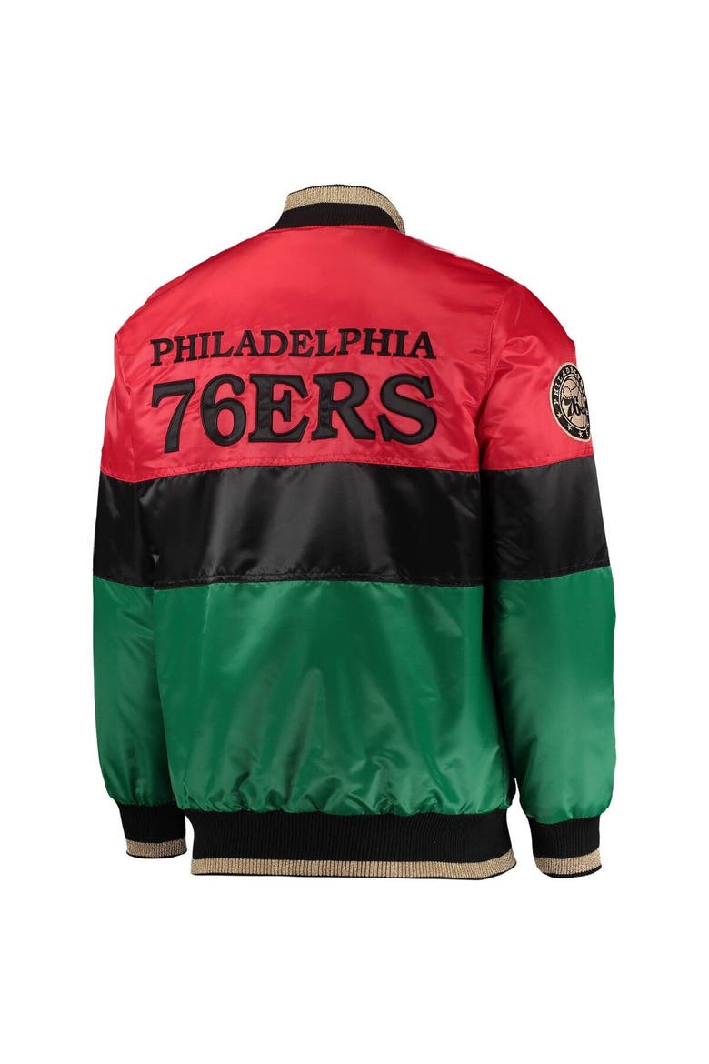 Men's Starter Red/Black/Green Philadelphia 76ers Black History Month NBA 75th Anniversary Full-Zip Jacket, Alternate, color, Red