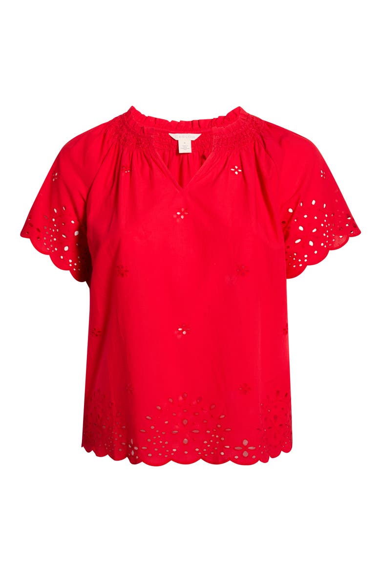 Cotton Eyelet Top, Alternate, color, RED RADISH