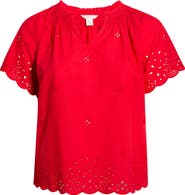Caslon® Cotton Eyelet Top