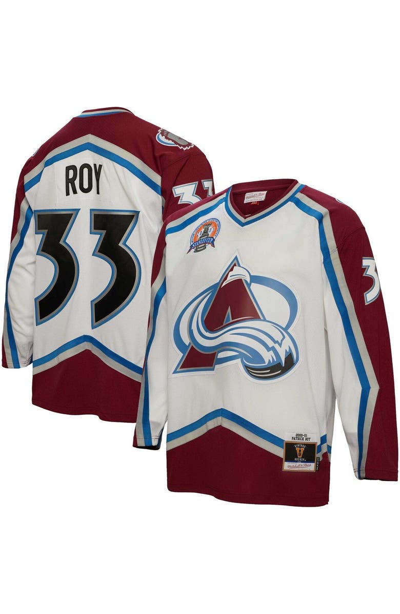 Mitchell & Ness Men's Mitchell & Ness Patrick Roy White Colorado Avalanche 2000/01 Blue Line Player Jersey, Main, color,
