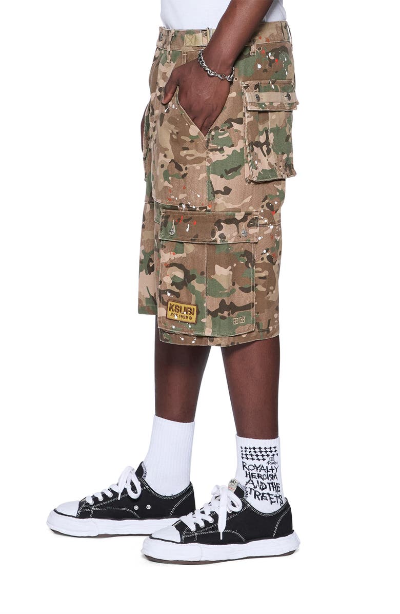 Ksubi Trooper Camo Cargo Shorts, Alternate, color, Green/ Beige
