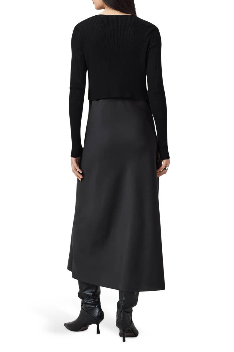 Hera Long Sleeve 2-in-1 Rib Sweater & Midi Slipdress, Alternate, color, BLACK