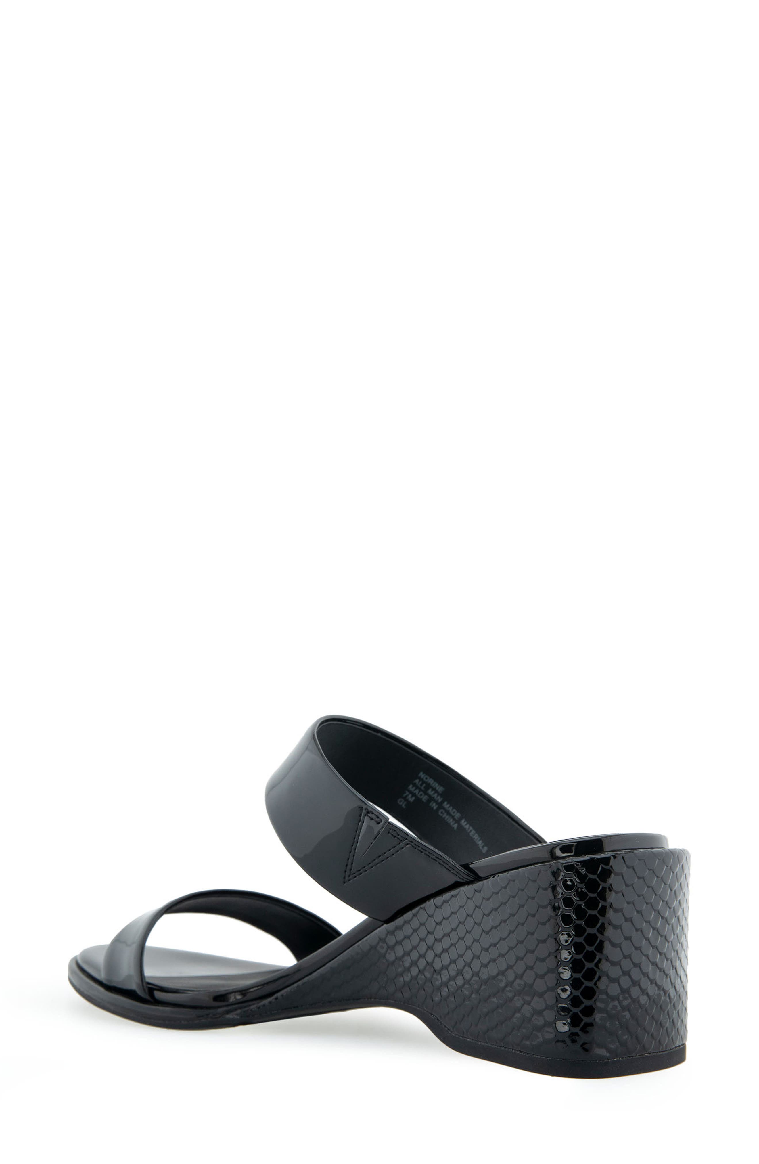 Norine Snake Embossed Sandal, Alternate, color, BLACK PATENT PU