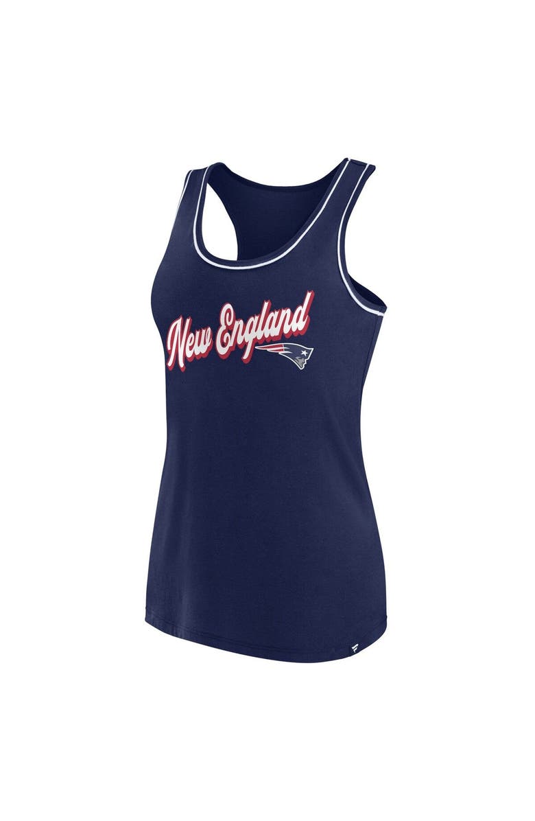 FANATICS Women's Fanatics Branded Navy New England Patriots Wordmark Logo Racerback Scoop Neck Tank Top, Alternate, color, 