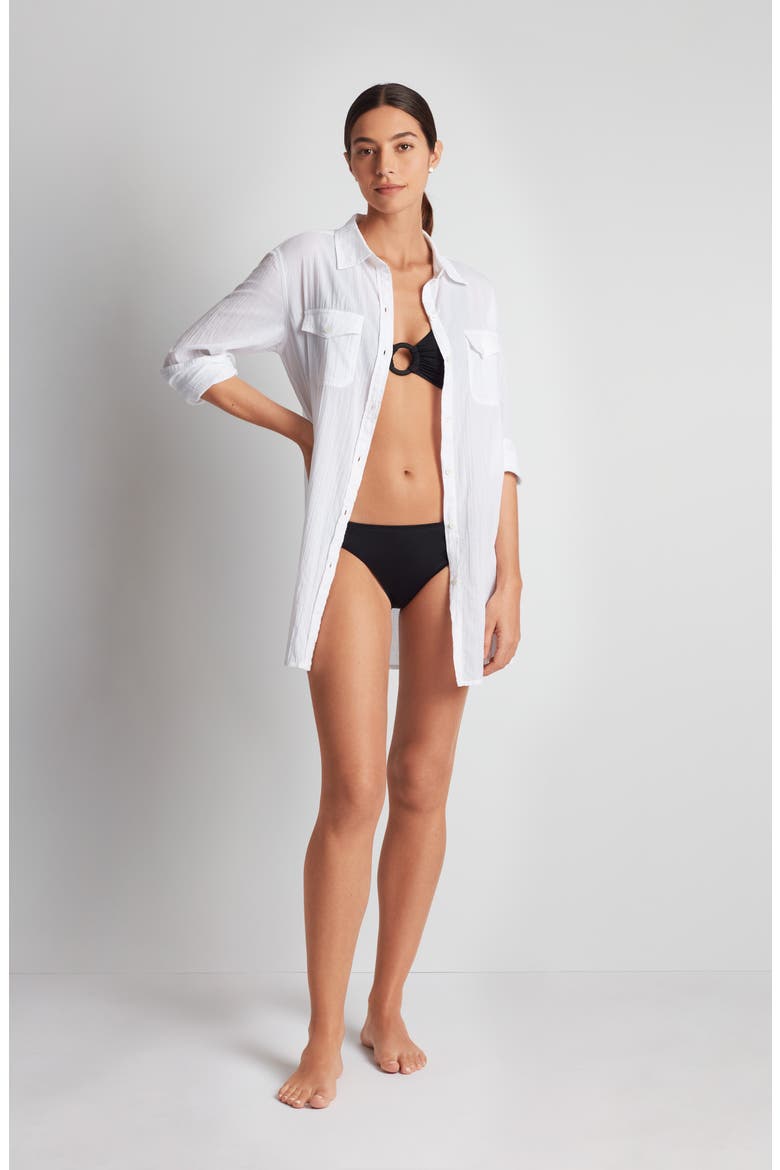 Curshed Organic Cotton Cover-Up Shirt, Alternate, color, WHITE
