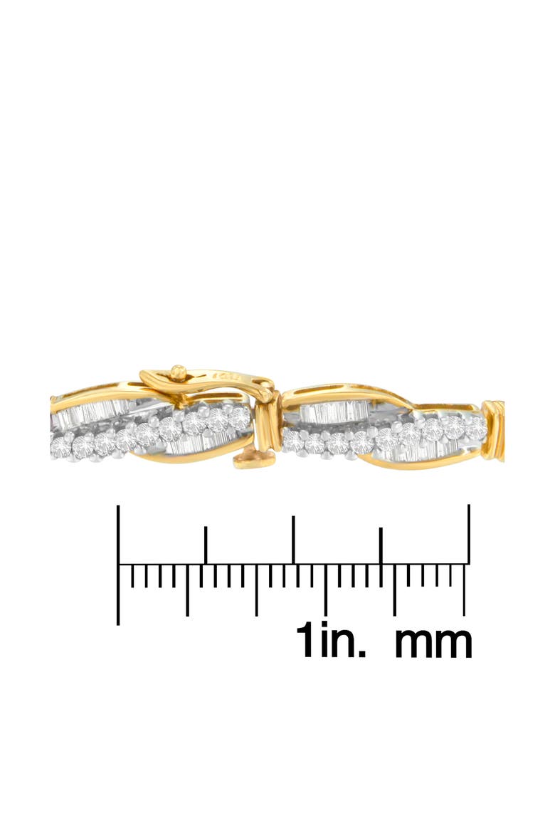 14K Yellow Gold Round and Baguette Cut Winding Love Diamond Bracelet, Alternate, color, Yellow