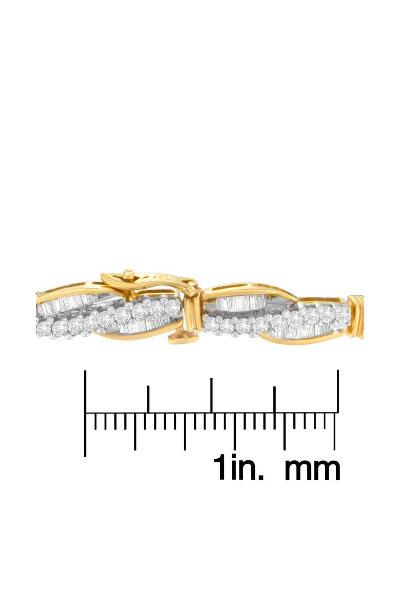 Haus of Brilliance 14K Yellow Gold Round and Baguette Cut Winding Love Diamond Bracelet, Alternate, color, Yellow