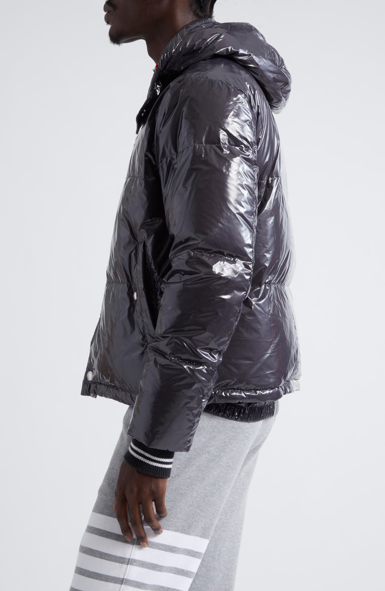Thom Browne Colorblock Down Puffer Jacket with Removable Hood, Alternate, color, Light Grey