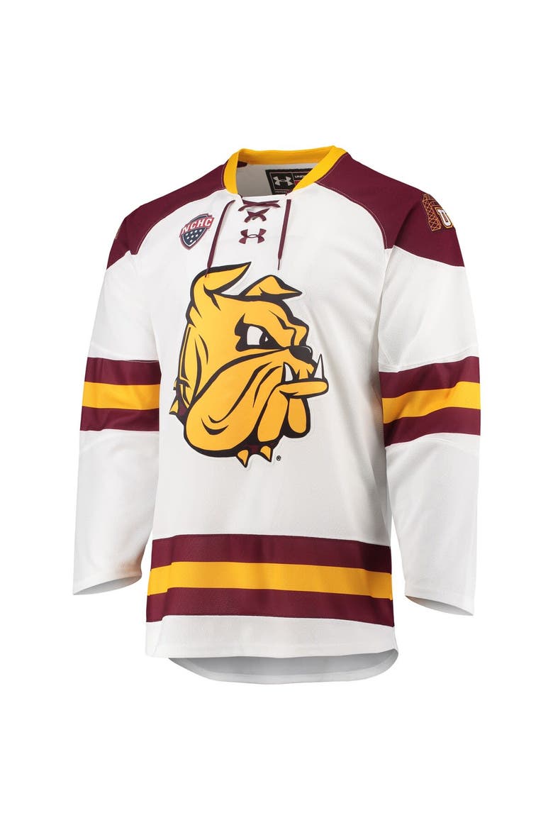Men's Under Armour White Minnesota Duluth Bulldogs Replica Hockey Jersey, Alternate, color, White