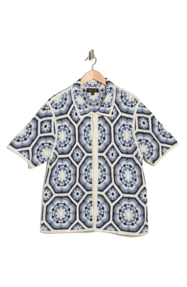 TRUTH Crochet Button-Up Shirt, Alternate, color, Blue Combo
