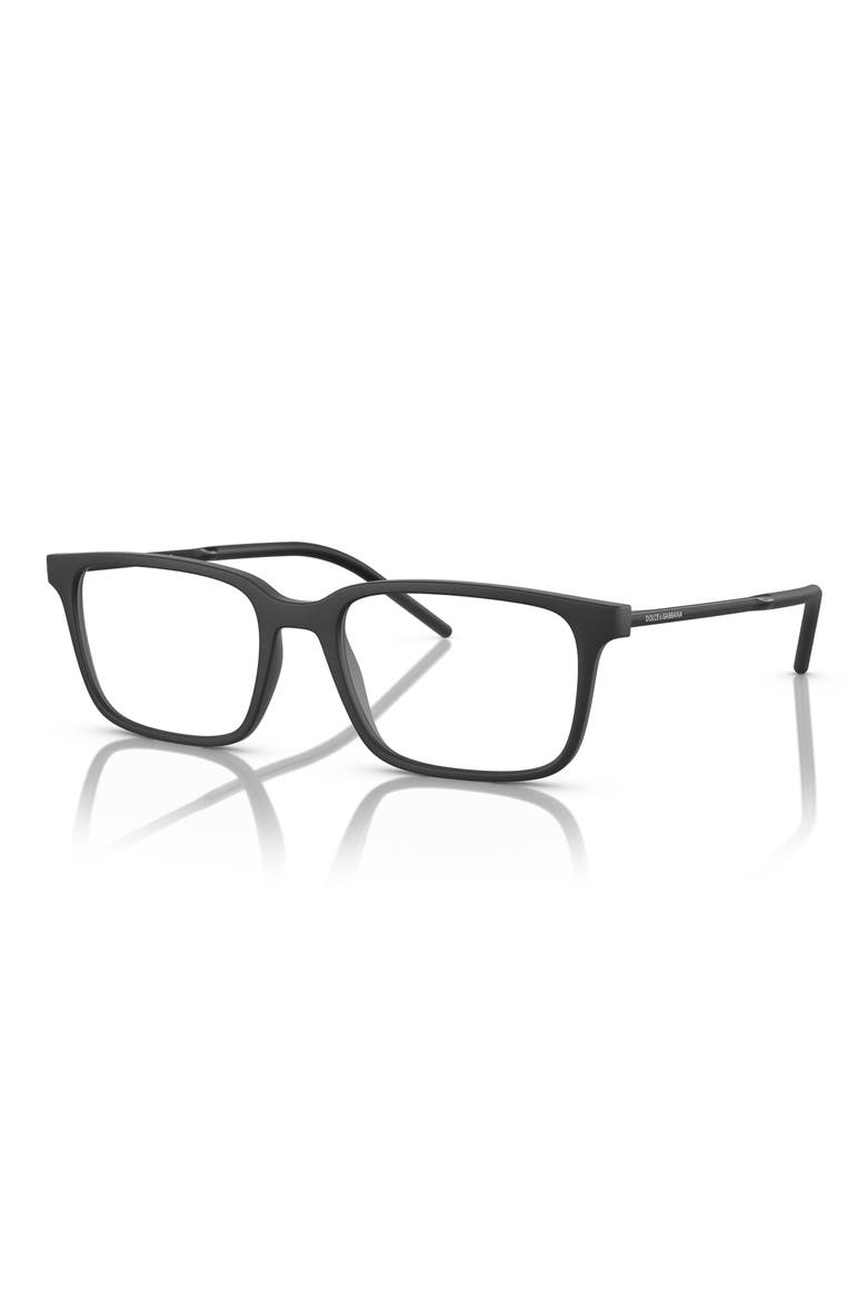 55mm Rectangular Optical Glasses, Alternate, color, MATTE BLACK