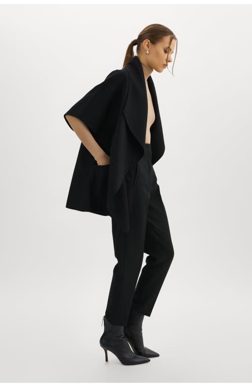 Lamarque Penelope Open-front Double-face Wool-blend Coat In Black