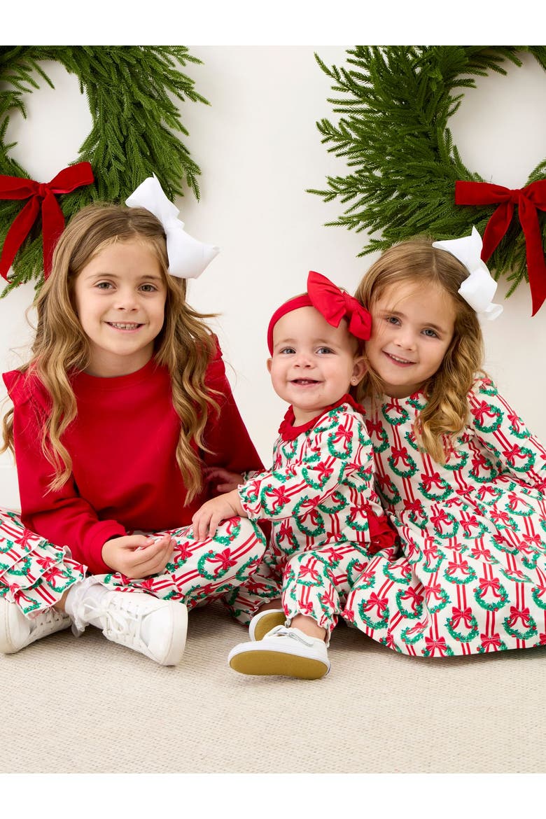 Holiday Knit Long Sleeve Twirl Top and Bloomer Set, Alternate, color, Deck The Halls