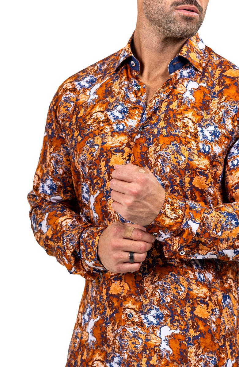 Maceoo Fibonacci Marthyr 0272 Contemporary Fit Button-Up Shirt, Alternate, color, Brown