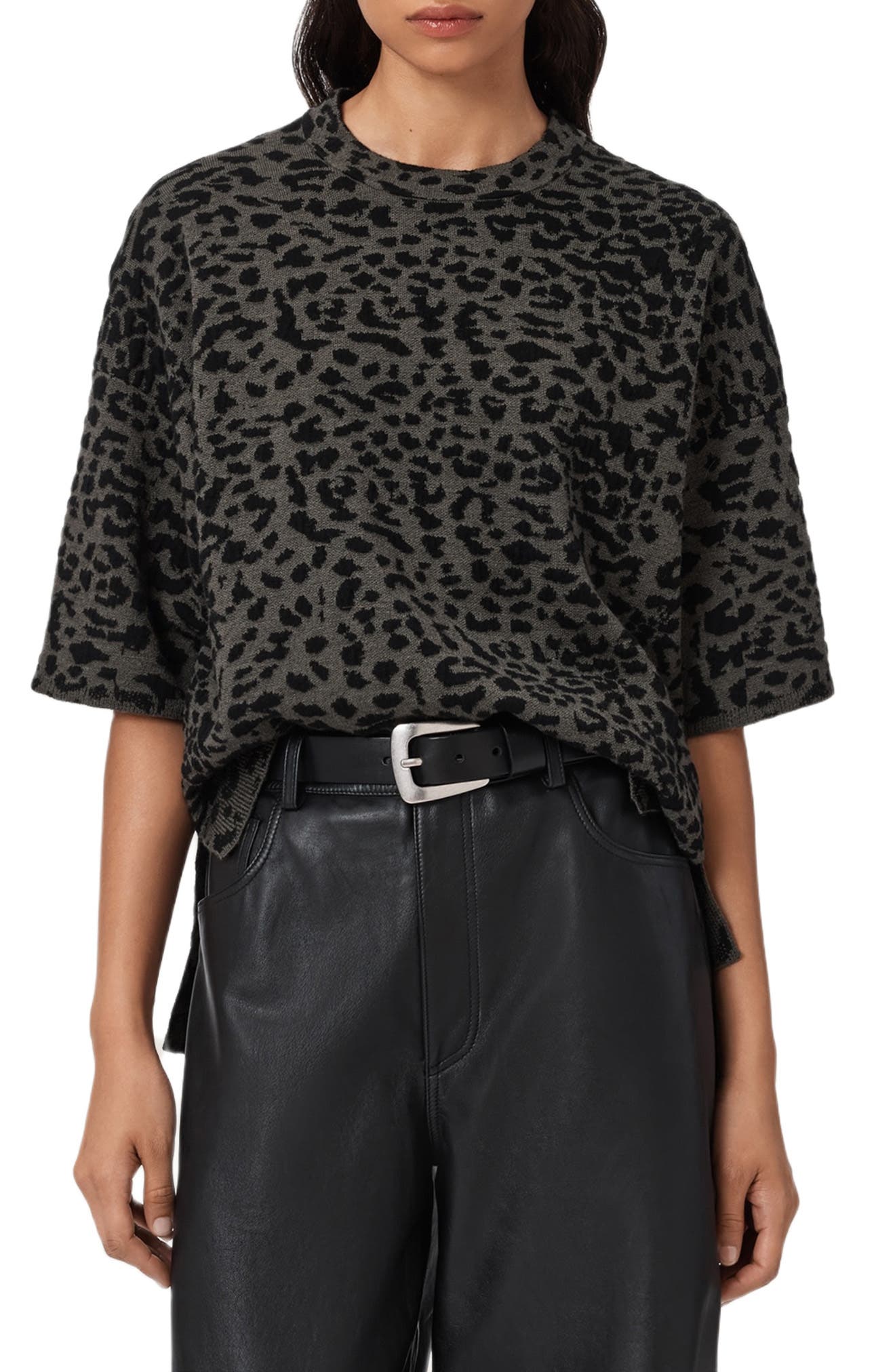 AllSaints Lenny Animal Print Cotton T-Shirt