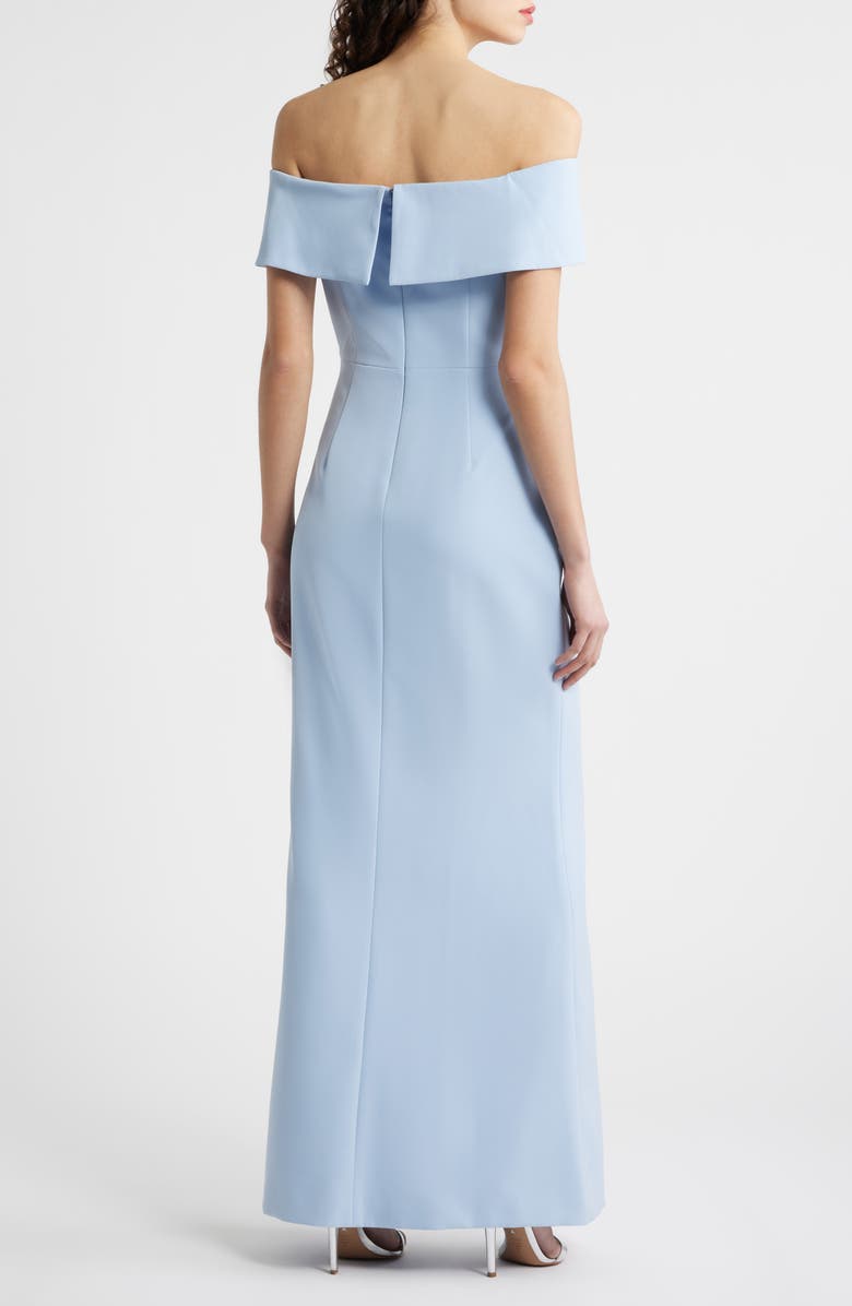 Eliza J Cascade Ruffle Off the Shoulder Gown, Alternate, color, Sky