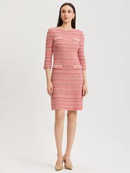 Misook Whipstitch Tweed Knit Sheath Dress