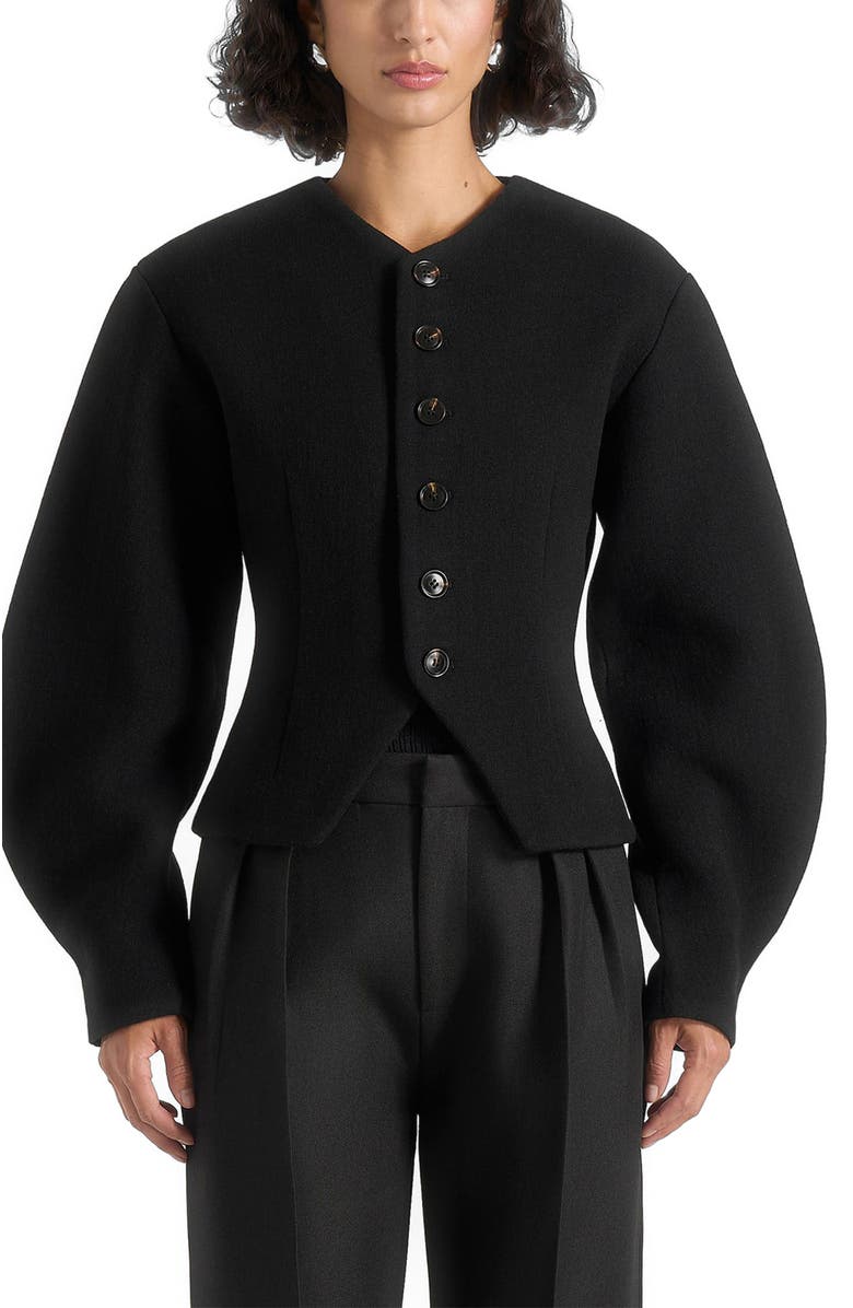 Manière De Voir Aya Wool Hourglass Jacket, Alternate, color, Black