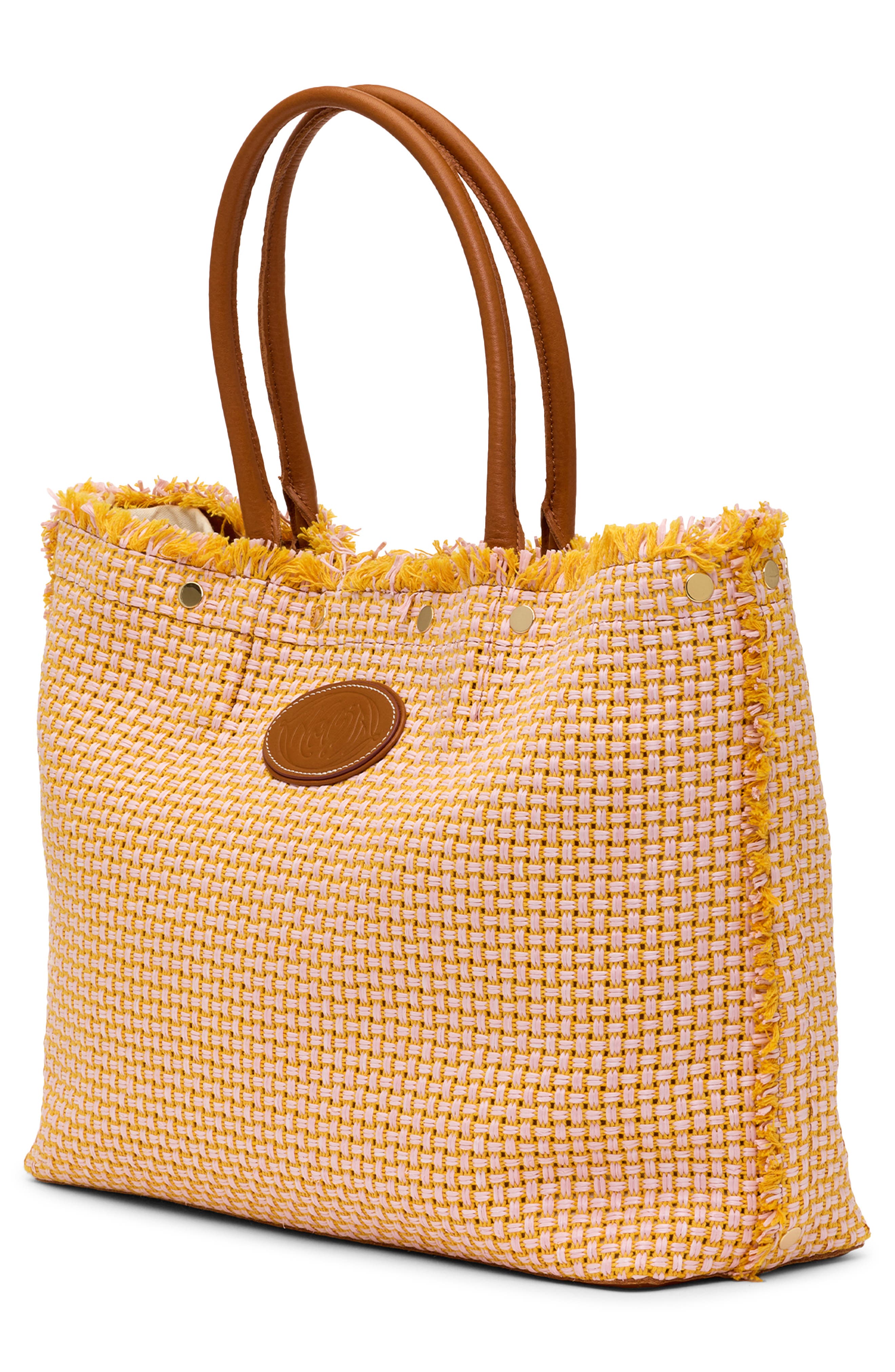Olympia Woven Totel, Alternate, color, PINK LEMONADE/ GOLD