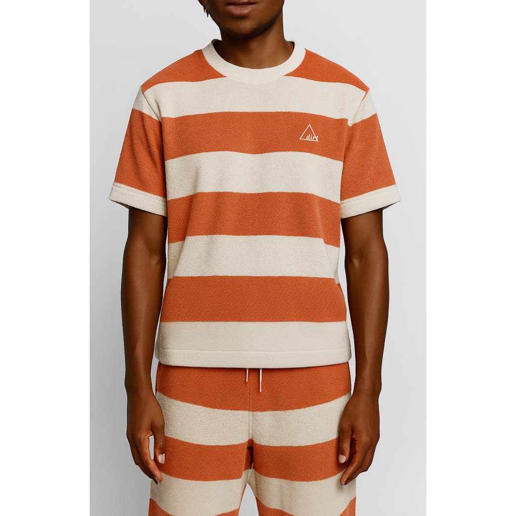 D.RT Classic Stripe Terry T-Shirt in White /Pink  product