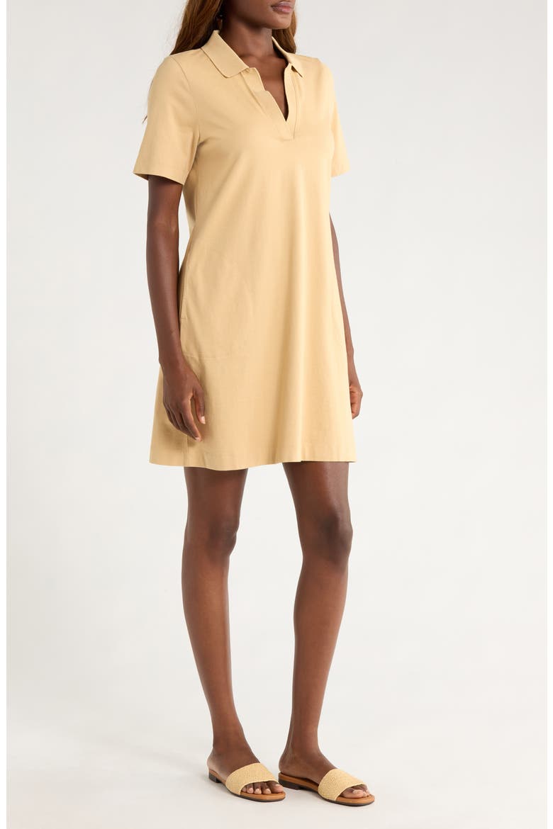 Islandscape Jersey Polo Dress, Alternate, color, CROISSANT