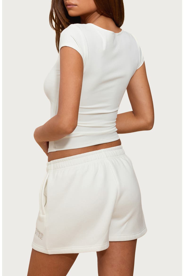 Delaney Square Neck Cap Sleeve Crop Top, Alternate, color, WHITE