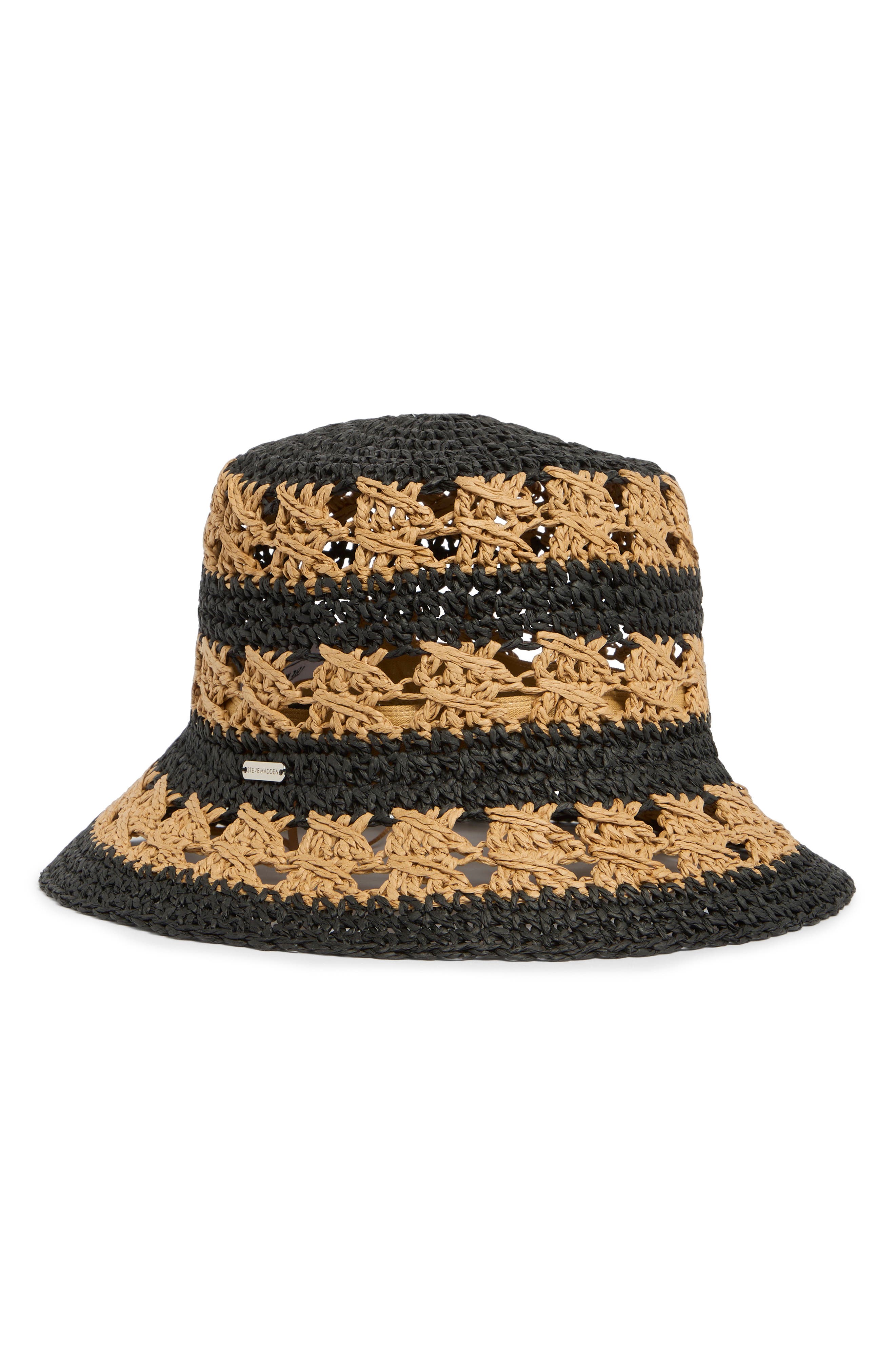 Steve Madden Carly Striped Straw Bucket Hat (Women) | Nordstromrack