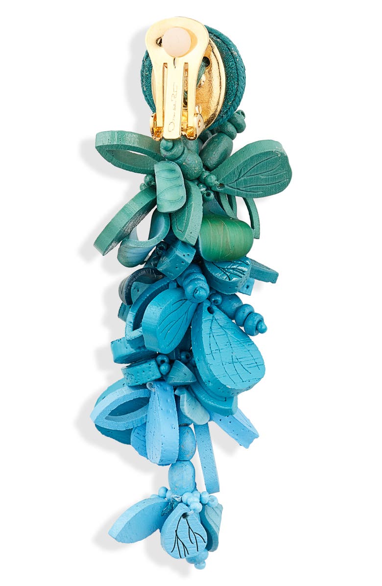 Oscar de la Renta Flower Cluster Linear Drop Clip-On Earrings, Alternate, color,