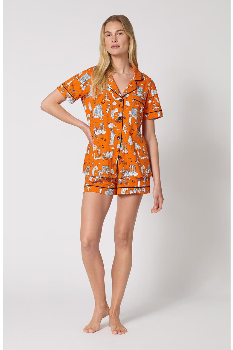 Print Short Pajamas, Alternate, color, SPOOKY IN THE CITY