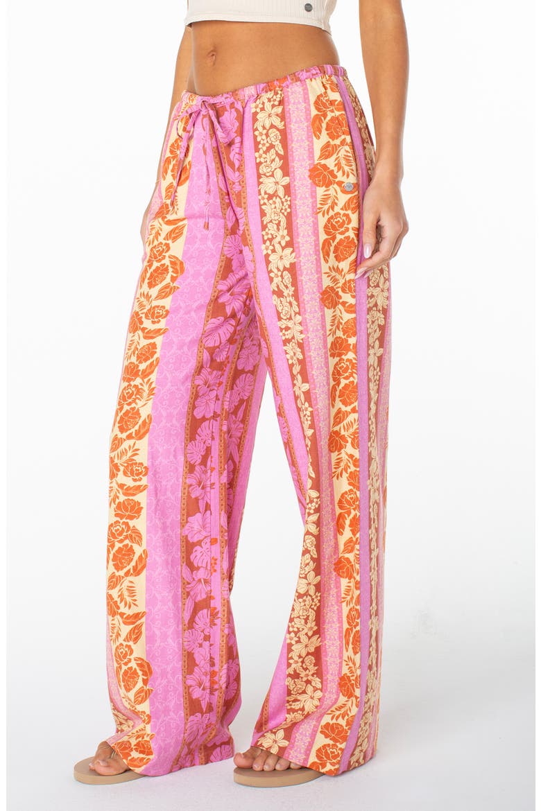 Iyla 2 Printed Wide Leg Drawstring Pants, Alternate, color, FUCHSIA PINK