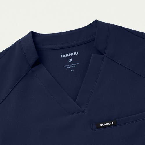 Jaanuu 3-pocket Classic Notched V-neck Scrub Top In Blue