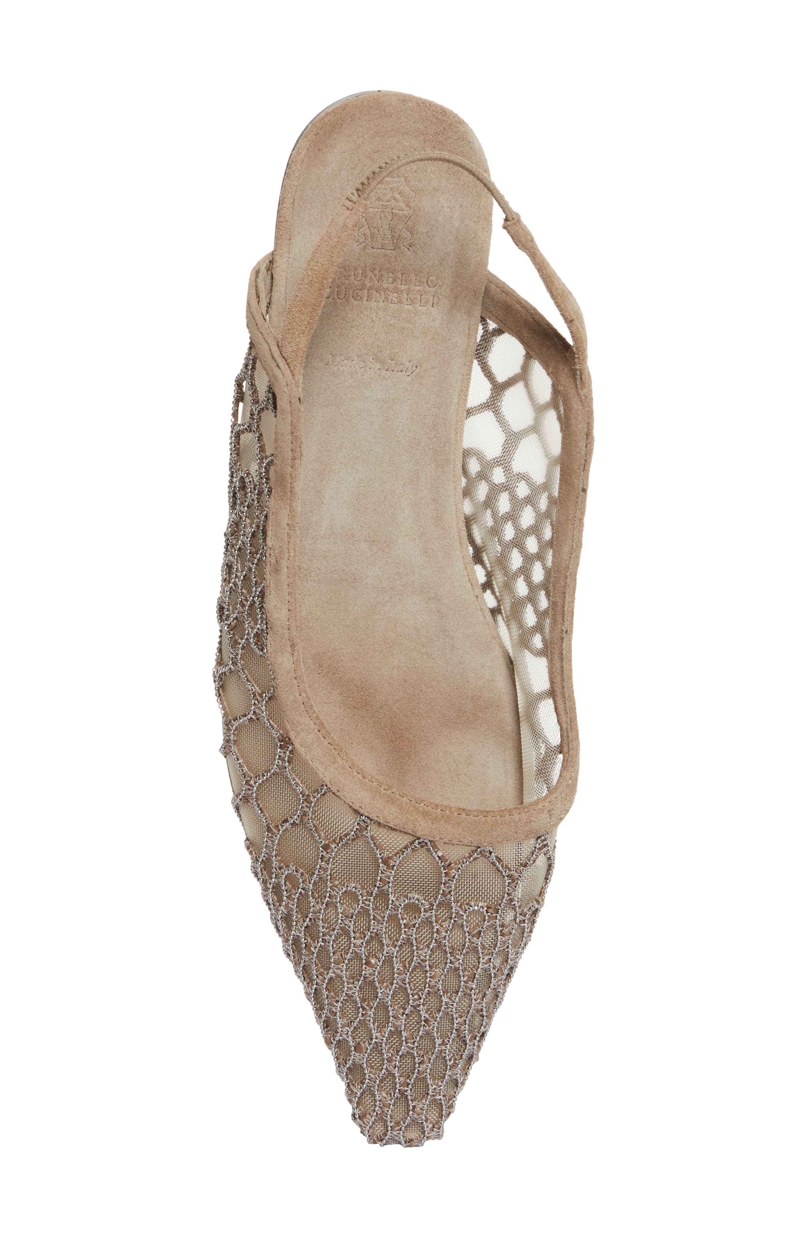 Brunello Cucinelli Caged Monili Pointed Toe Slingback Flat, Alternate, color, 