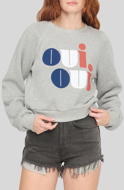 Oui Oui Shrunken Graphic Sweatshirt