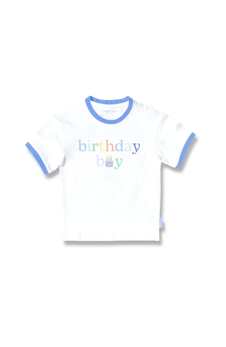 Bits & Bows Birthday Boy T-Shirt, Main, color, White/Blue