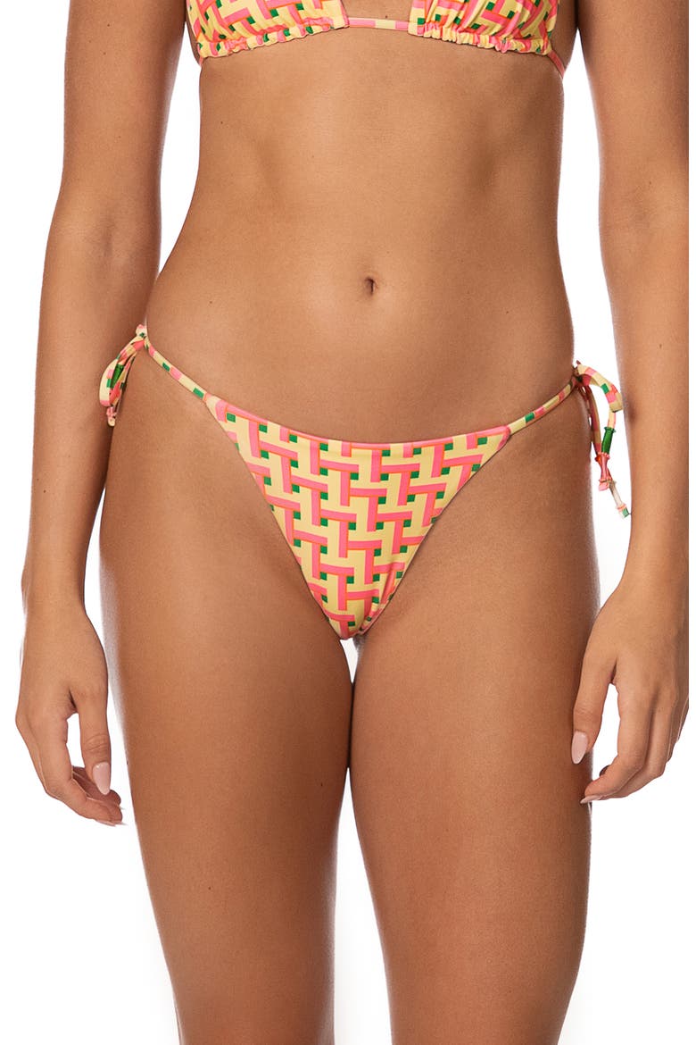 Blush Tide Sunflash Reversible Side Tie Bikini Bottoms, Main, color, OPEN YELLOW