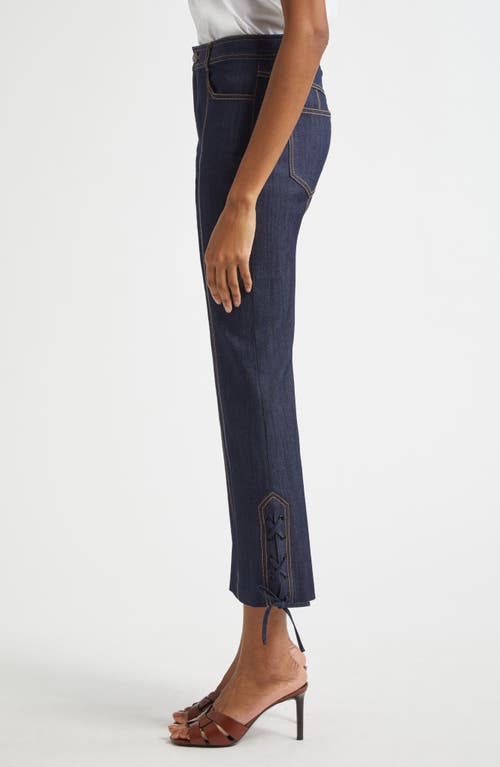 Cinq À Sept Lace-up Detail Crop Jeans In Blue