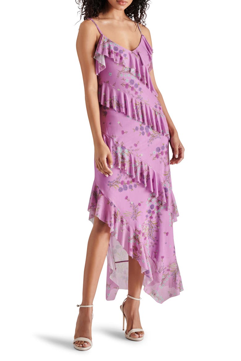 steve madden purple dress KRISTA Purple High Neck Rhinestone Detail Midi Dress
