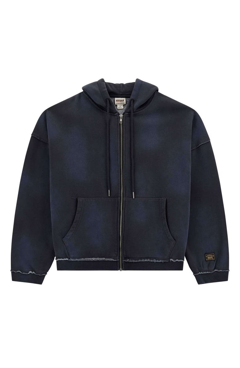 GUESS ORIGINALS Boxy Zip Hoodie, Alternate, color, Black