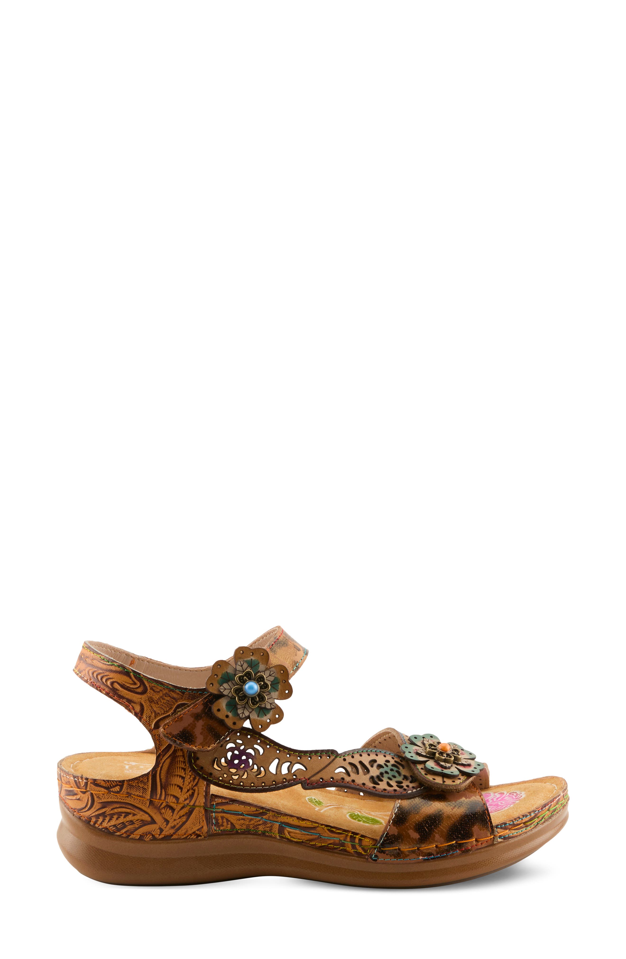 L'Artiste by Spring Step Script Sandal, Alternate, color, Tan Multi