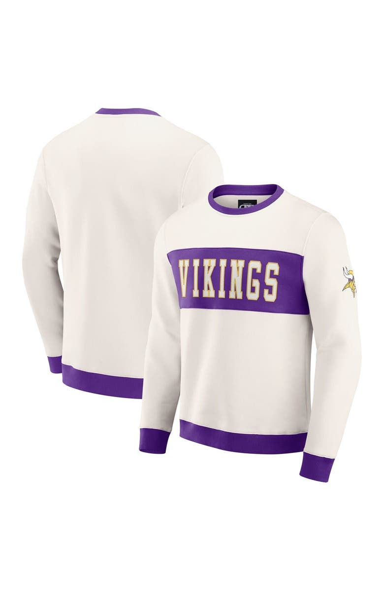 Darius Rucker Collection by Fanatics Men's Darius Rucker Collection by Fanatics  Cream Minnesota Vikings Colorblock Pullover Sweatshirt, Main, color, Cream