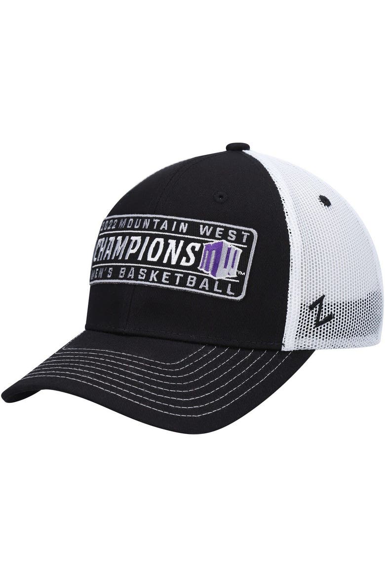Men's Zephyr Black/White Boise State Broncos 2022 Mountain West Men's Basketball Conference Tournament Champions Locker Room Adjustable Hat, Alternate, color, Black