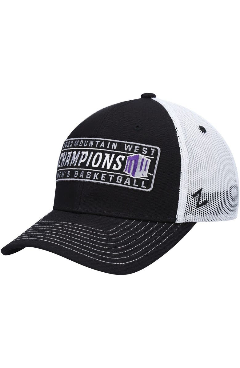 ZEPHYR Men's Zephyr Black/White Boise State Broncos 2022 Mountain West Men's Basketball Conference Tournament Champions Locker Room Adjustable Hat, Alternate, color, 