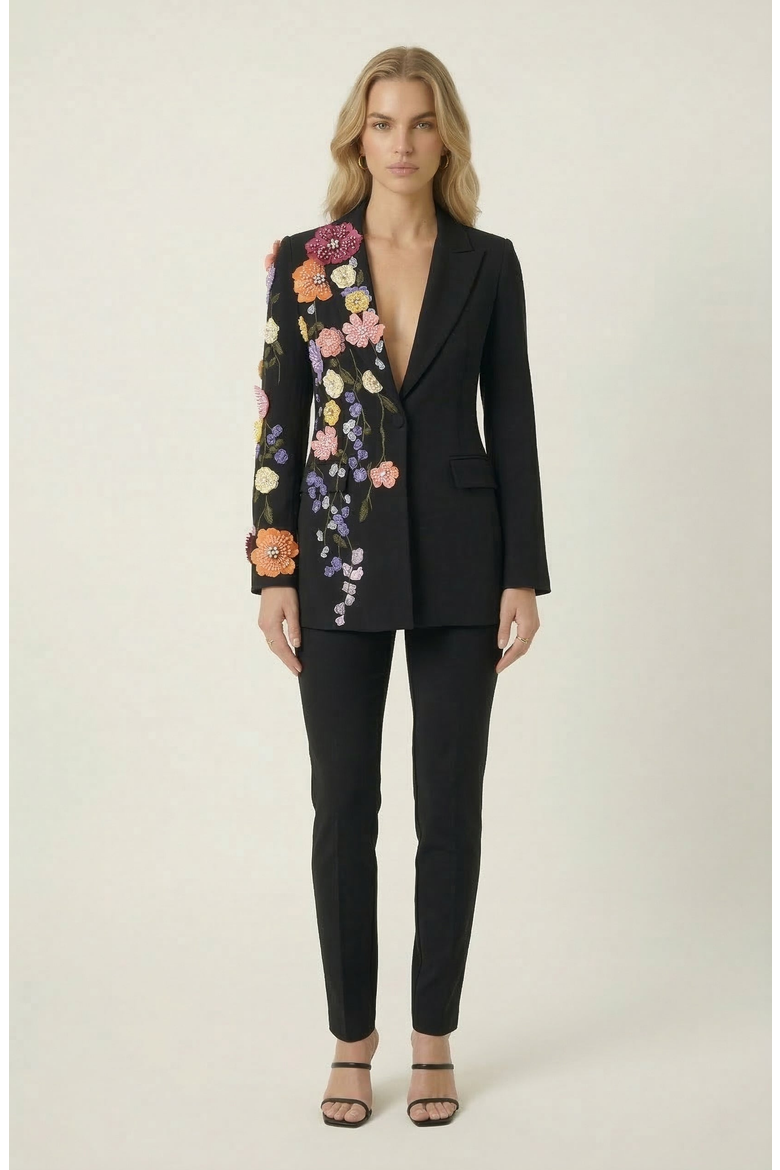 Floral Embroidered Blazer, Alternate, color, Black / Multi Floral