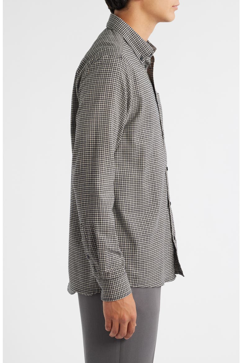Konrad Microcheck Flannel Button-Down Shirt, Alternate, color, GARGOYLE