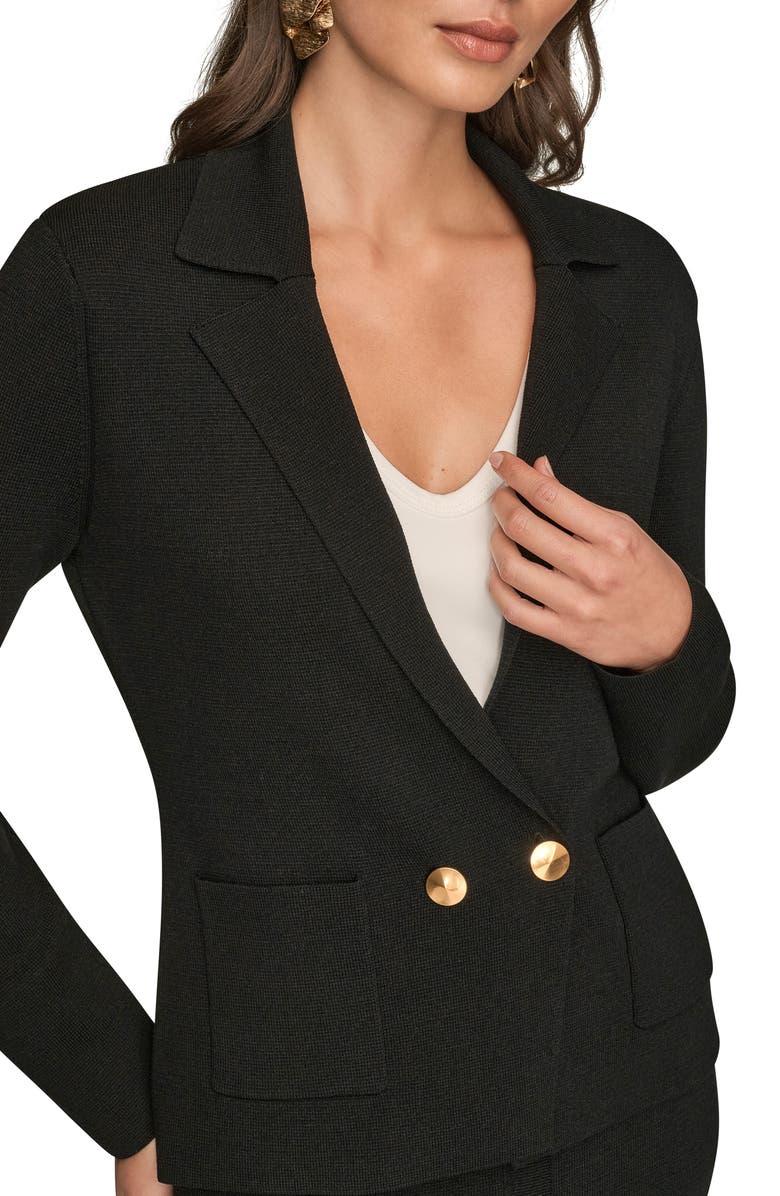 Donna Karan New York Double Breasted Sweater Blazer, Alternate, color, Black