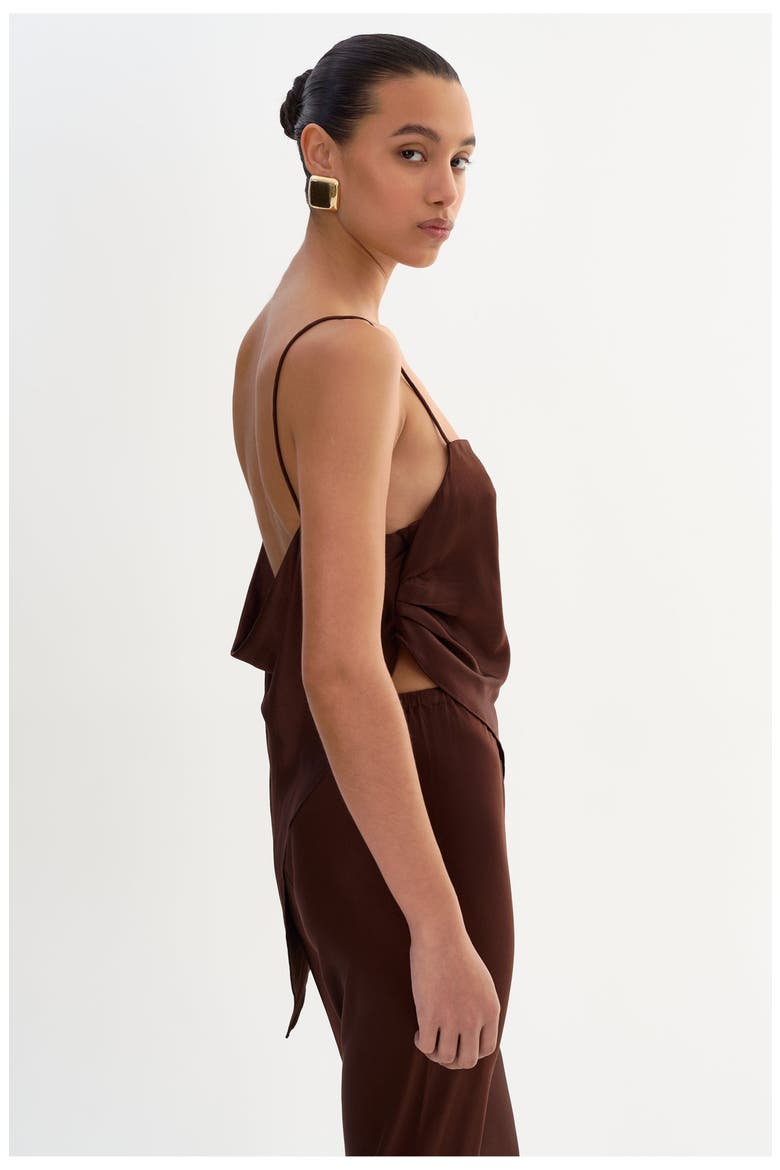 Solange | Asymmetric Satin Cami, Alternate, color, Brown