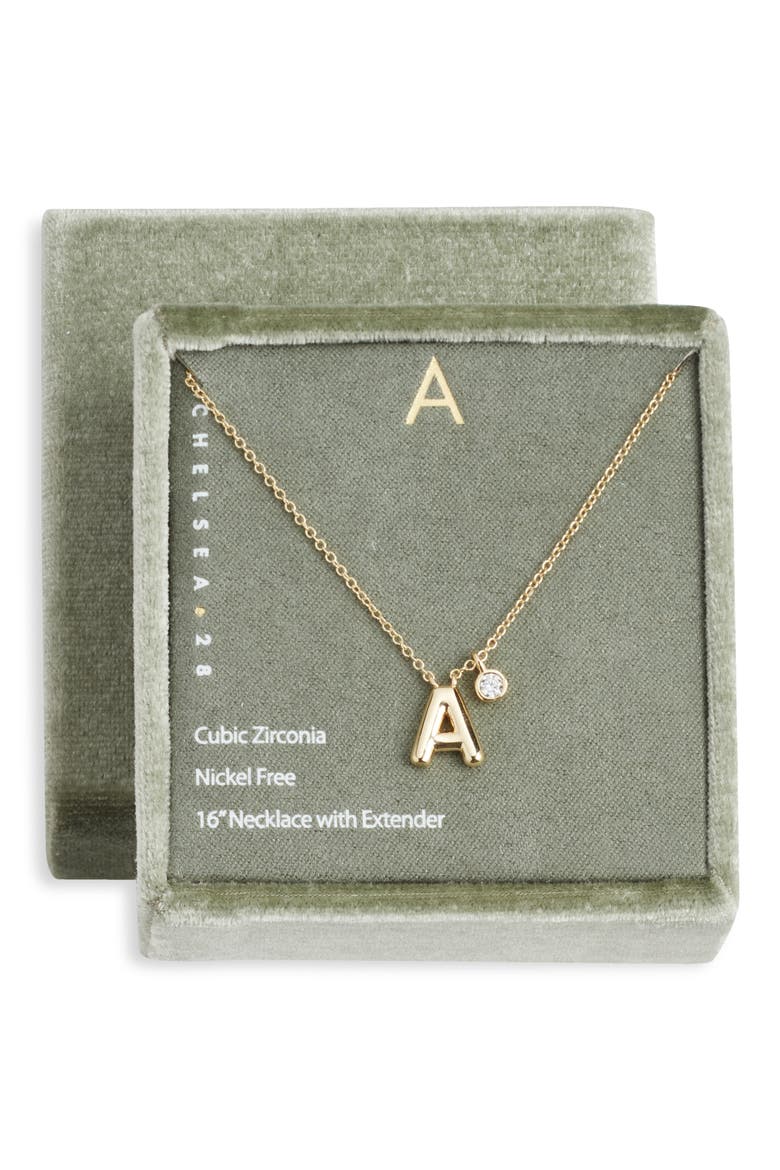 Goldtone Initial Pendant Necklace, Alternate, color, J- CLEAR- GOLD
