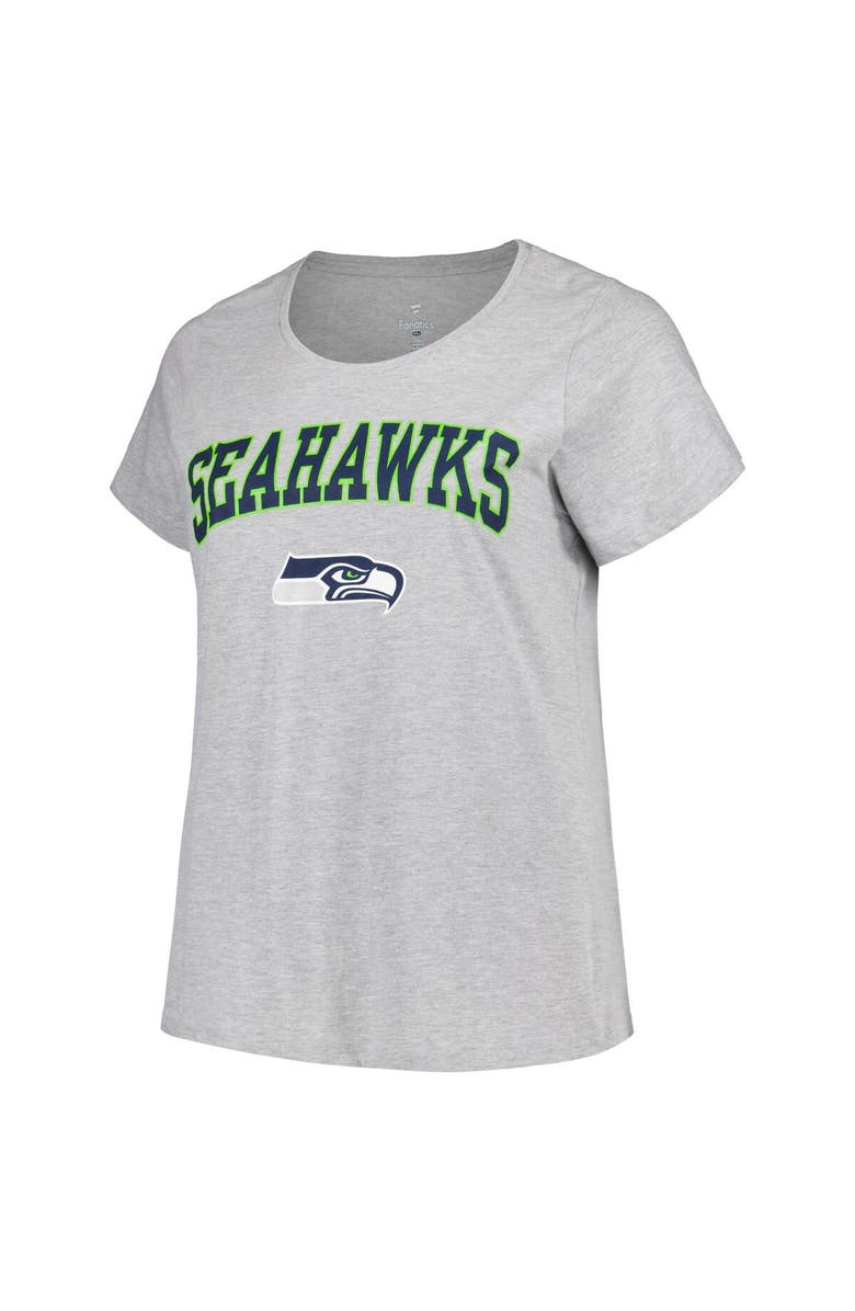 FANATICS Women's Fanatics Branded Heather Gray Seattle Seahawks Plus Size Arch Over Logo T-Shirt, Alternate, color, 